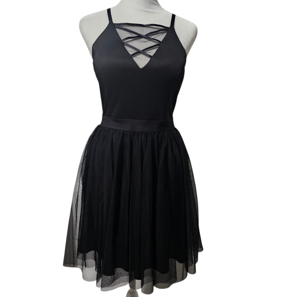 Lily Rose Little Black Lace Tank Mini Dress – Size M